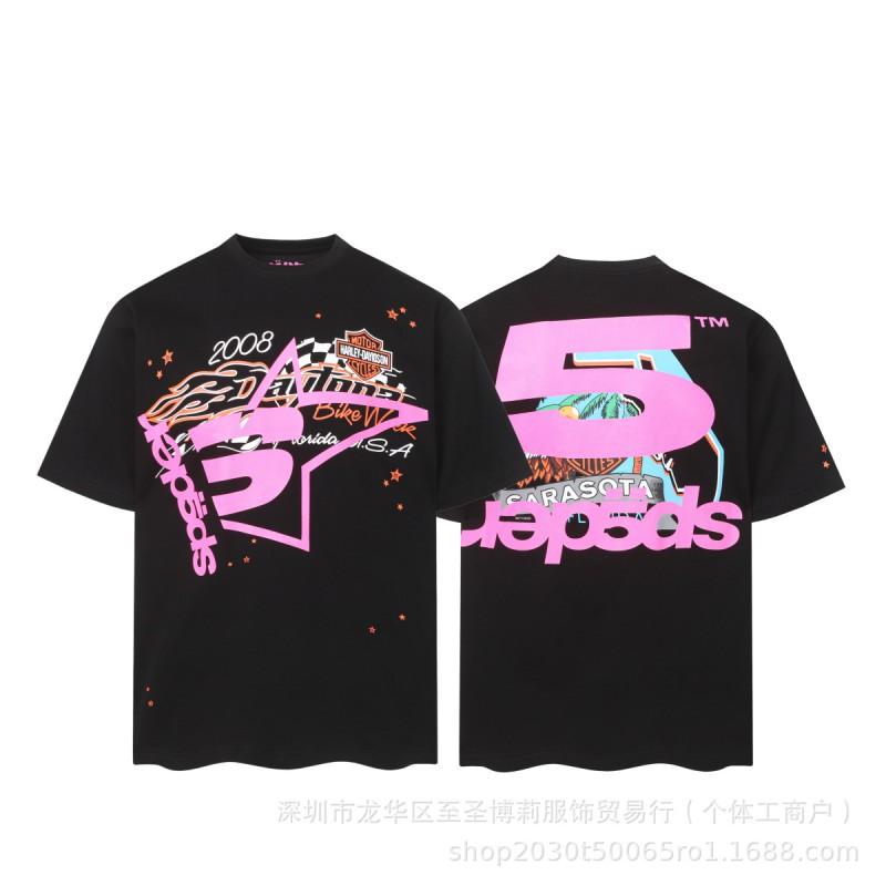 Sp5der 3D Puff Print Graphic Tee Men Loose Fit Cotton Short Sleeve T-Shirt Casual Wear