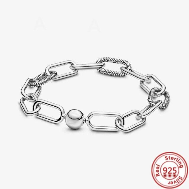 100 %925 Sterling Silver Bracelet Original Fashion Classic Series I -D Open Bracelet Fit Beads Charms Diy Gift For Women Girl