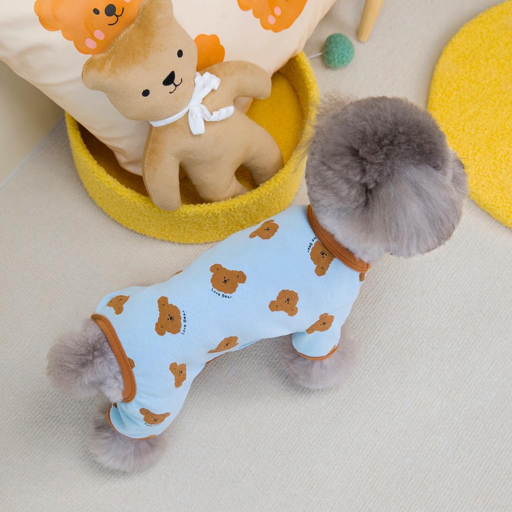 Cartoon Bear Small Dogs Clothes High Elasticity Four Legs Jumpsuit for Cats Spring Autumn Protect French Bulldog Pet Overalls