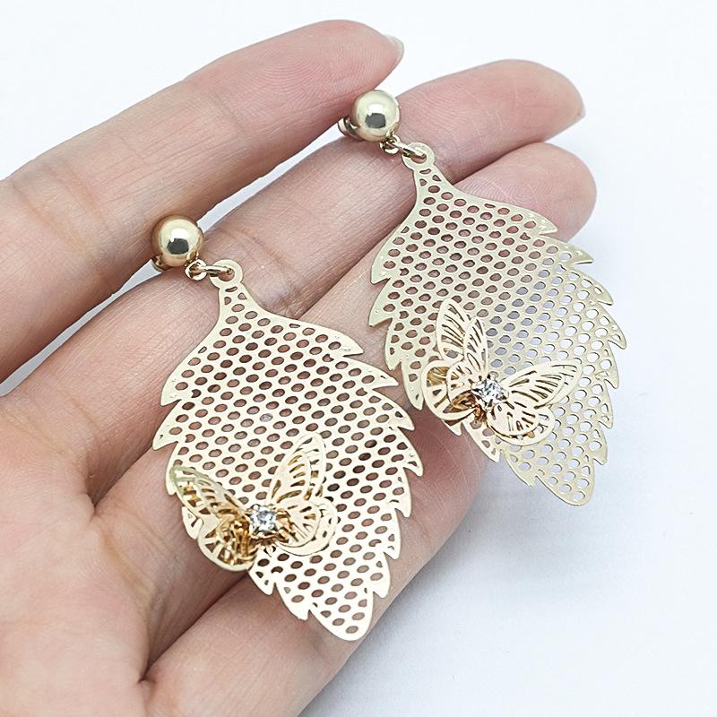 

Длинные серьги с металлическими листьями, универсальные, модные 14k