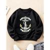 Kids Crewneck Sweatshirt, Nautical Marine Anchor Theme Print Long Sleeve Top for Autumn Winter