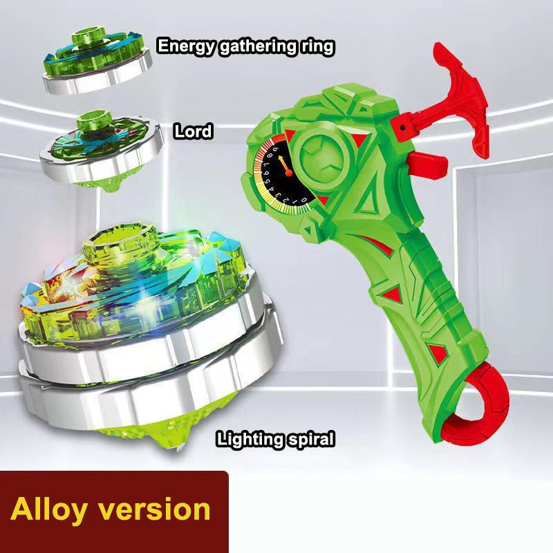1 Set Magic Glitter Spinning Top Kids Xmas Birthday Gift Luminous Combat Gyroscope Alloy Combination Light Drawstring Gyro