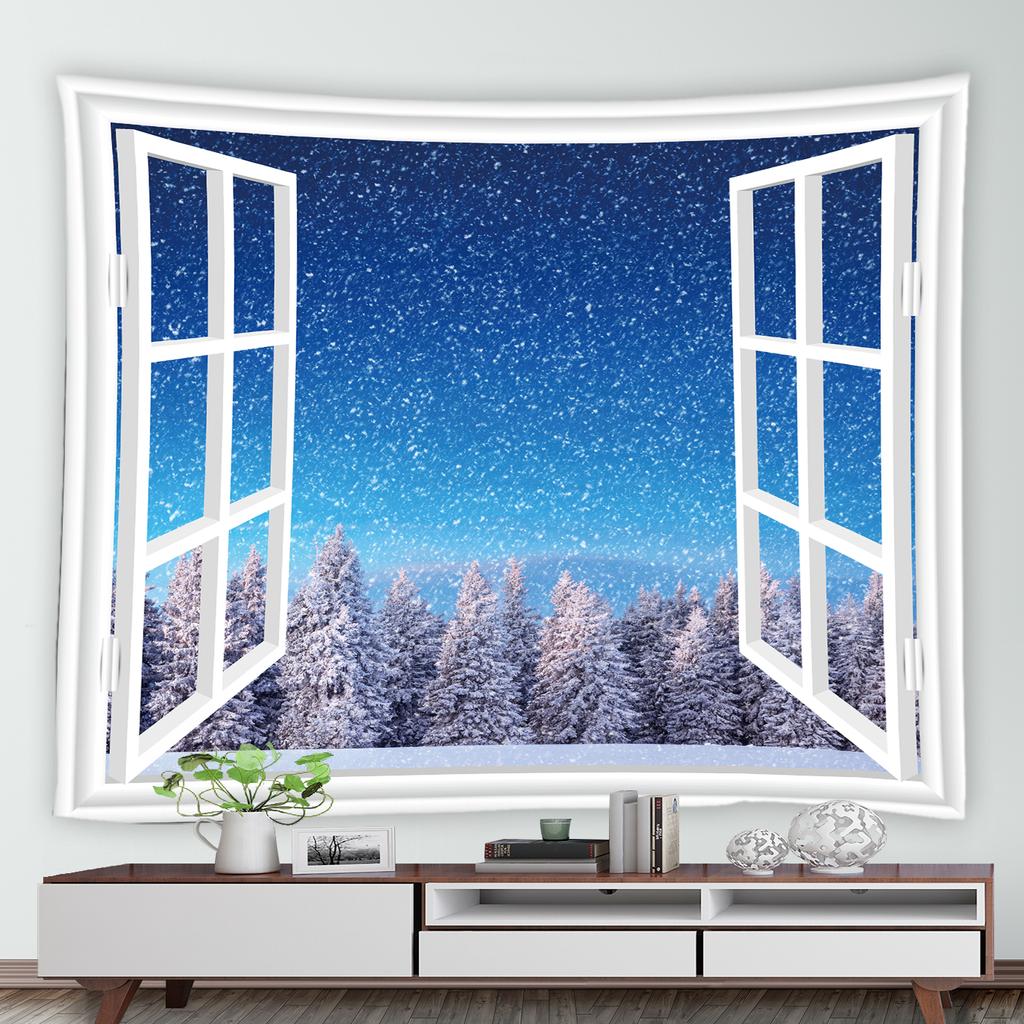 Winter Cedar Nature Landscape Print Pattern Tapestry Home Living Room Bedroom Wall Decor Background Cloth Tapestry