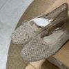 Sheepskin Version~ 2025 New Summer Breathable Rhinestone Mesh Bow Ballet Mary Jane Single Shoes Women's Flat Bottom