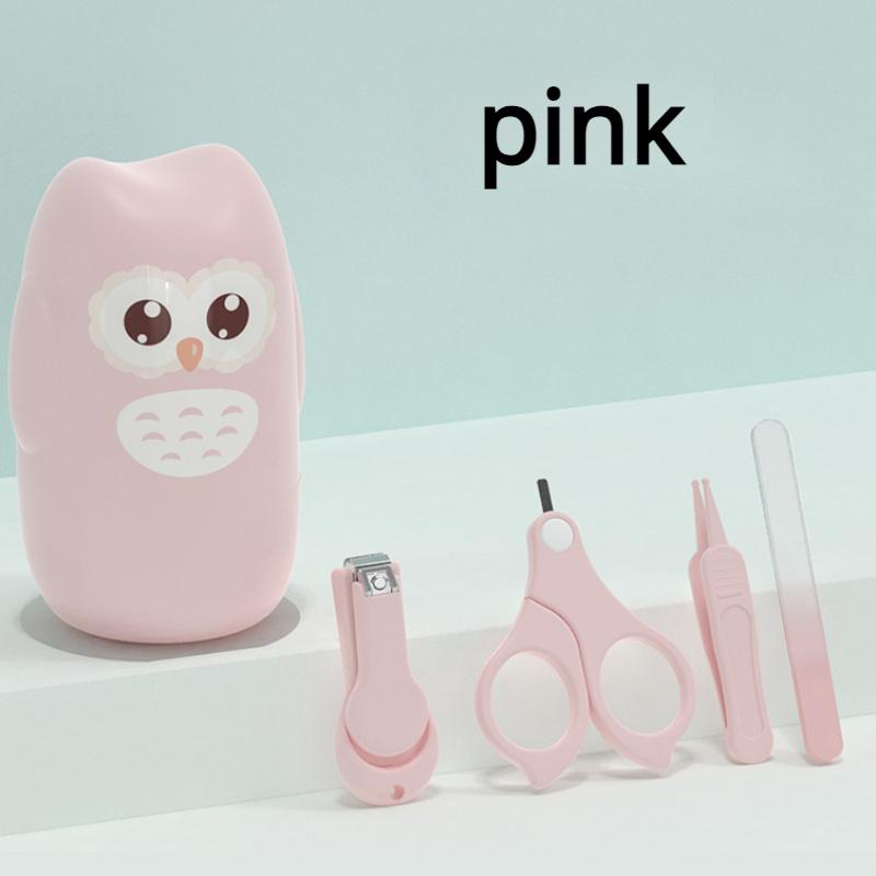 

Набор кусачек для ногтей «Сова», 4 шт./1 комплект. Точилка для ногтей. Кусачки для ногтей. 1 set розовый