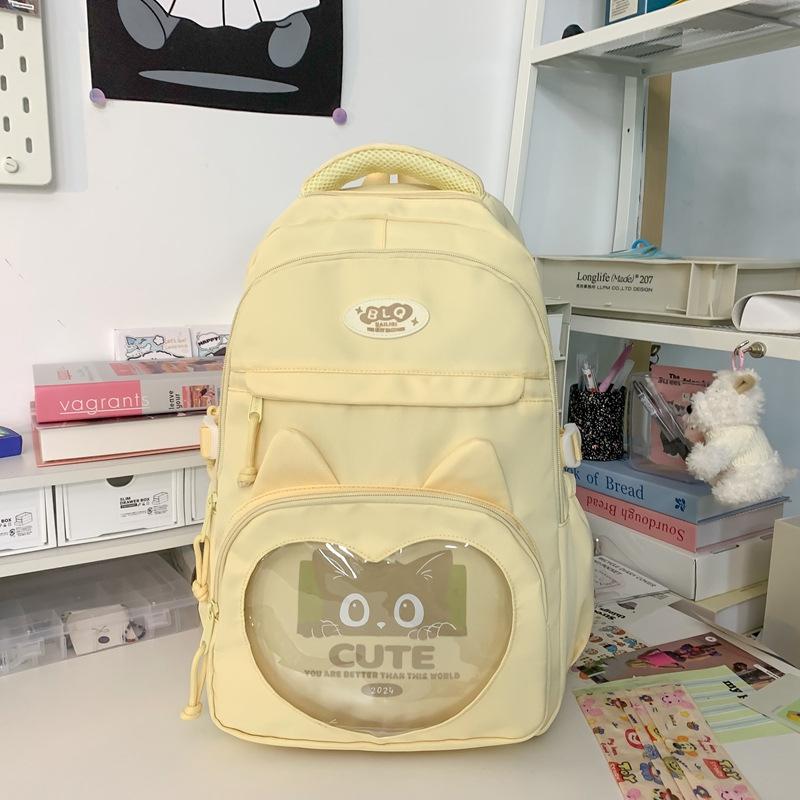 Solid Color Middle School Student Schoolbag Girls Cute Large Capacity Backpack Women Travel Backpack