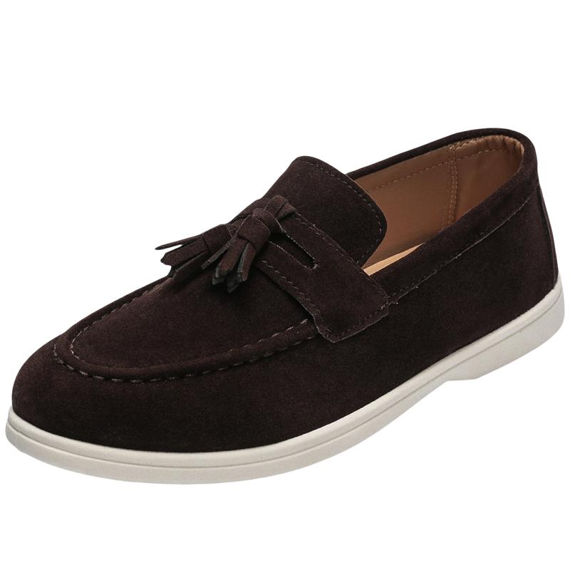New Men's Casual Slip-On Shoes Soft Bottom One-Touch Lazy Shoes Easy Wear Round Toe Artificial Leather Non-Slip Sole
