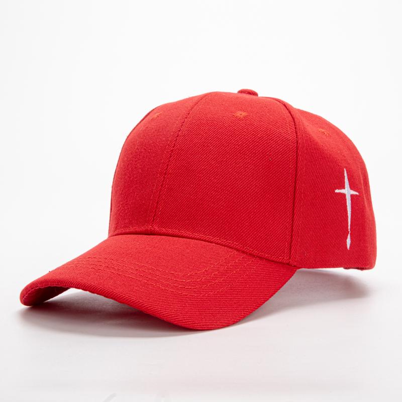 1Pc Korean Solid Color Cross Embroidered Fashionable Men's and Women's Baseball Cap