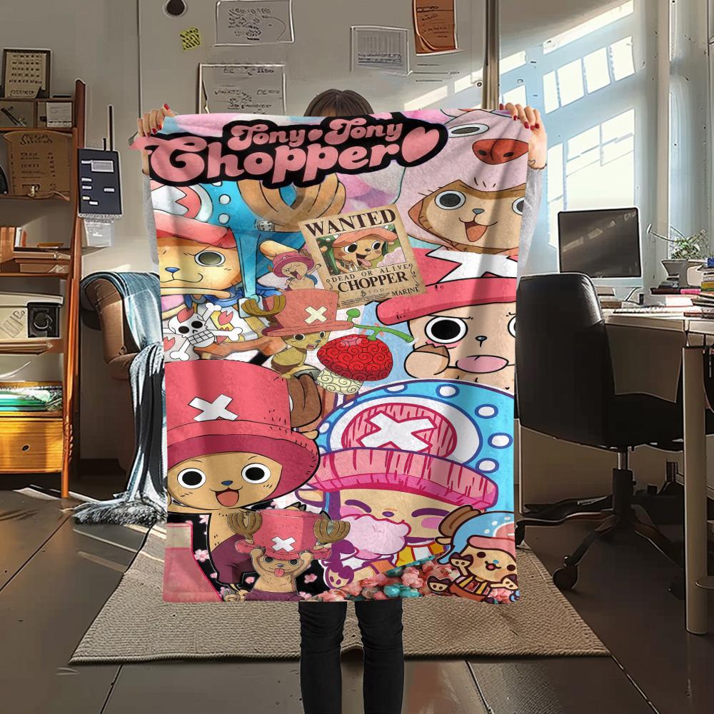 1PC Tony Tony Chopper Patterned Flannel Blanket Suitable For All Seasons For Home Decor Warmth And Comfort Gifts Holiday Present