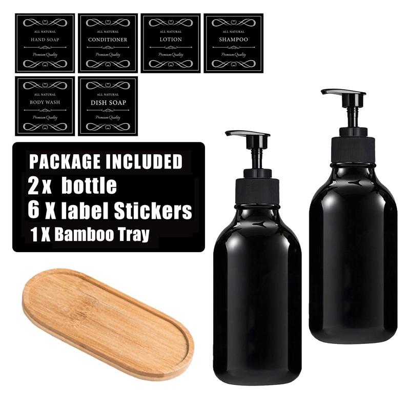 500ml Shampoo and Conditioner Shower Soap Bottle with Label Apothecary Lotion Wall Mount Pump Soap Dispenser