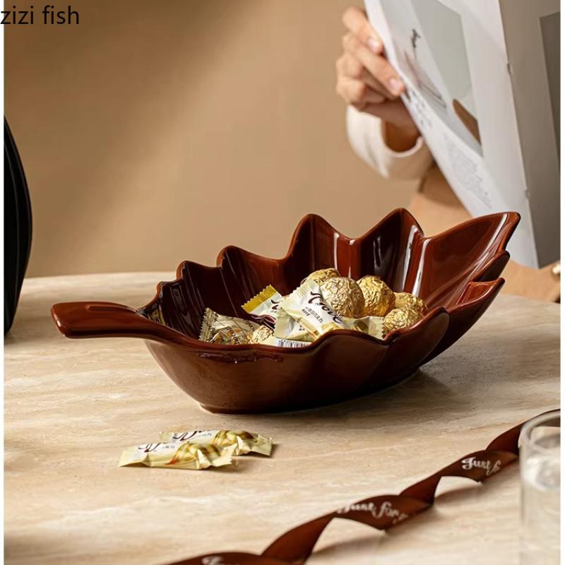 Leaf Ceramic Fruit Plate Salad Bowl Refreshment Tray Soup Plate Dessert Plates Snack Tray Dim Sum Dish Pastry Plates Fruit Bowl