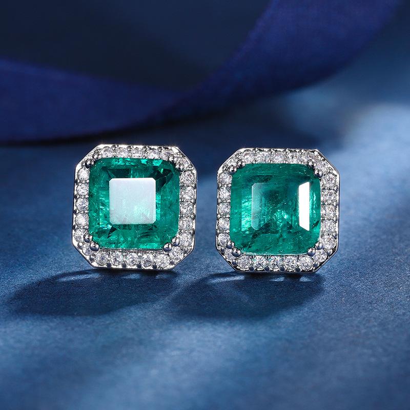 Jewelry Copper Bottom Gold-Plated Simulation Color Treasure Simple Wind Light Luxury Set Female Main Stone 12 * 10-8 * 8