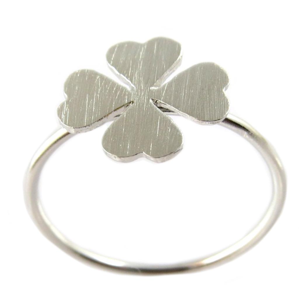 Handgefertigter silberner „Klee“-Ring – 10 x 10 mm