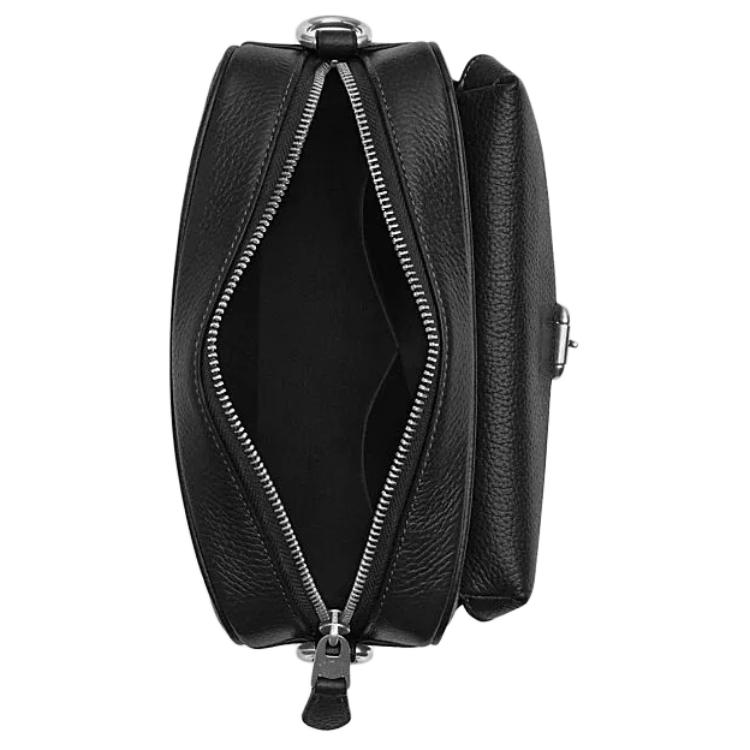 Coach Warner 22 Abnehmbarer Riemen Reißverschluss Leder Crossbody Tasche Kleine Herrentaschen Schwarz CW218-SVBK