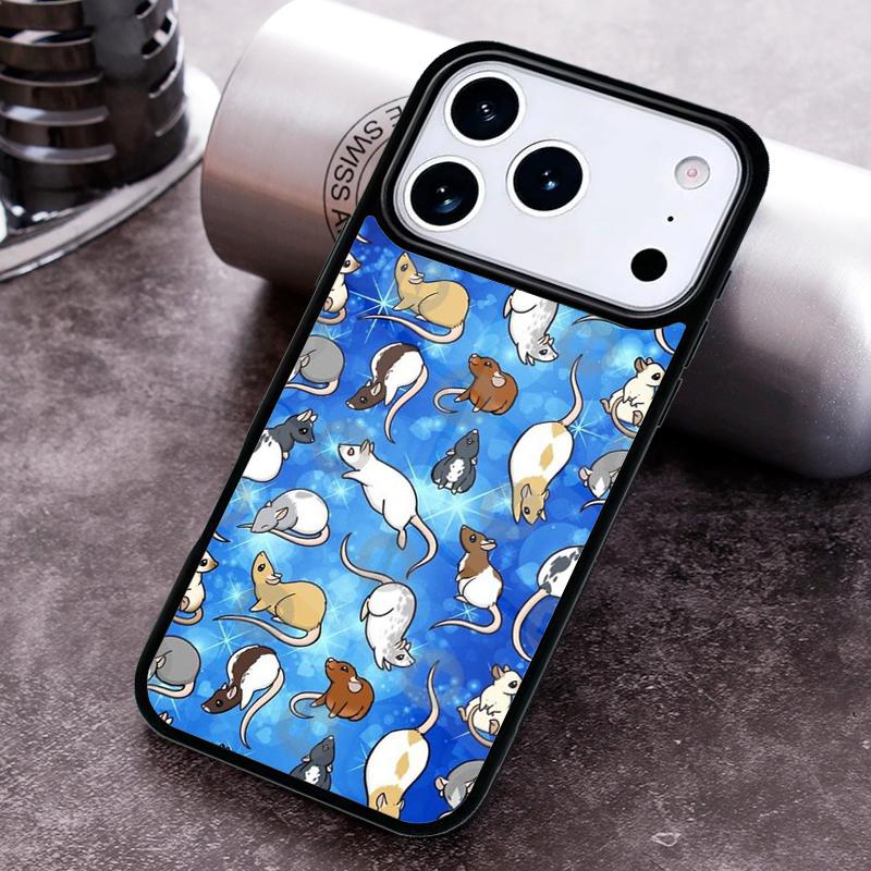 Mouse Rat Print Phone Case for iPhone 17 16 15 Pro Max Air 14 13 12 11 Plus Shockproof Capa Cover