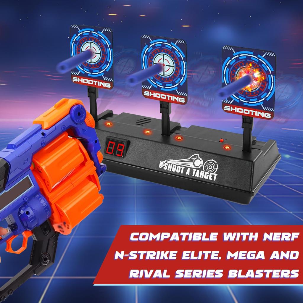 BOROLA Electronic Auto Shooting Nerf Spumă Electronic Scor Interior și Exterior Cadou Grozav pentru Copii Țintă, Rebound, Joc, Compatibil, Săgeți, Afișaj,