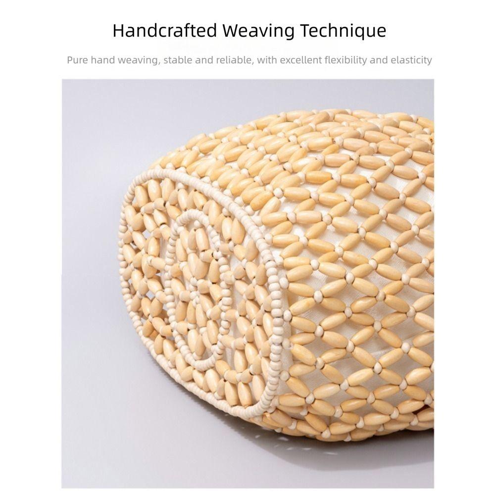 Fashion Polyester Lining Beaded Shoulder Bag Large Capacity Handwoven Ladies Handbag Bucket Shape Women Crossbody Bag Ladies