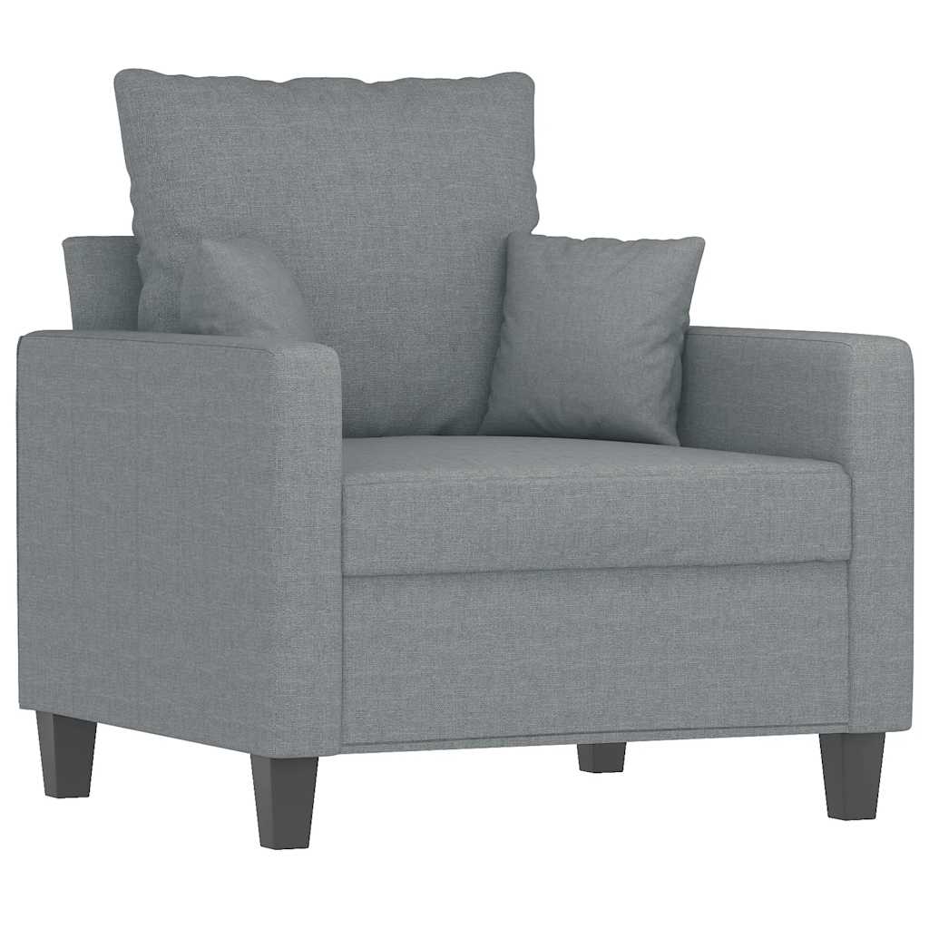 Vidaxl Armchair, Light Gray, 60 Cm, Upholstered In Fabric