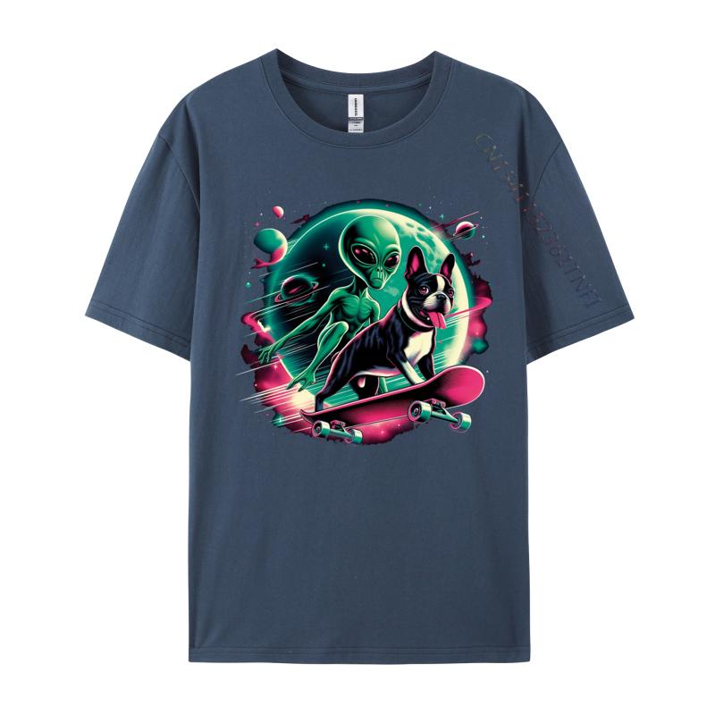 Space Skateboard Alien T Shirt Casual Tshirts Tops Tees For Men Fashionable 100 Cotton Cool T Shirts