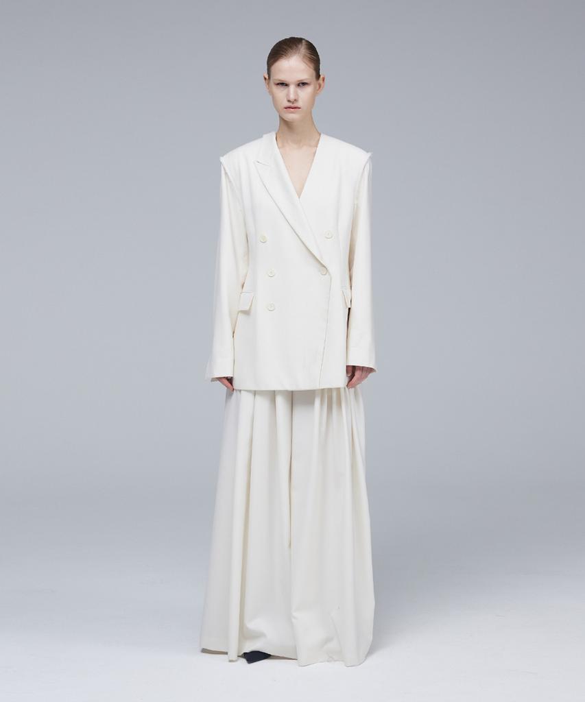 Meuameu Signature Unbalance Band Pin Tuck Slacks