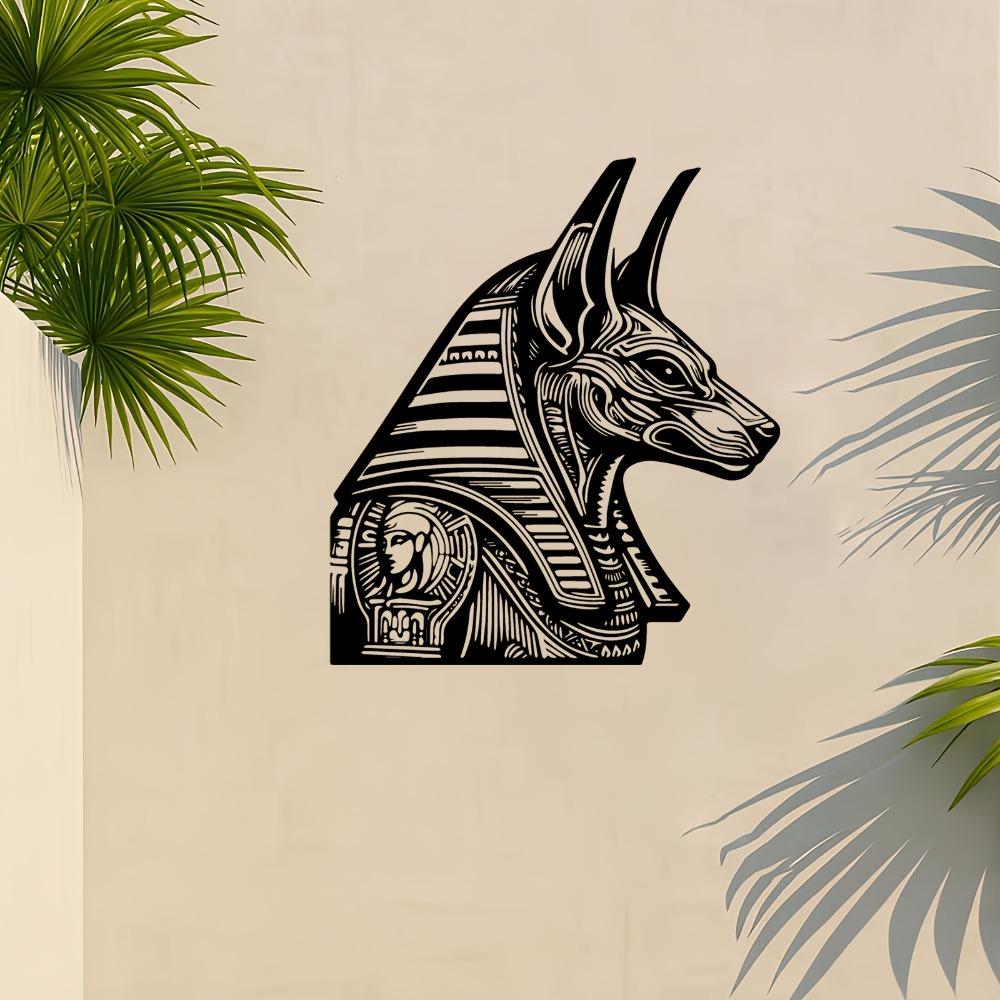 Anubis Metal Wall Art Mystical Mural Statue Weather Resistant Gift for Halloween Egyptian Festival Outdoor Garden Fence Indoor Living Room Decor