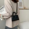 PU Leather Mini Handbag Solid Color Flap Shoulder Purse Korean Style Small Square Bag  Work Women