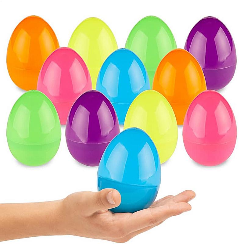 50Pcs Fillable Easter Eggs Empty Colorful Bright Easter Eggs Shell Toys Assorted Colors Easter Eggs Fake Eggs Easter Decor