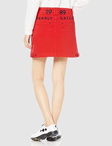 PEARLY GATES Women's C/Pu 3/2 Fleece-Lined Twill High-Power Stretch Skirt, Washable / 055-1234002 100_Red 00 [XS]
