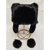 Rabbit Fur Whole Leather Hat Cat Ear Hat Autumn and Winter Ladies Sweet Cute Ball Fur Ear Hat Thickened Warm