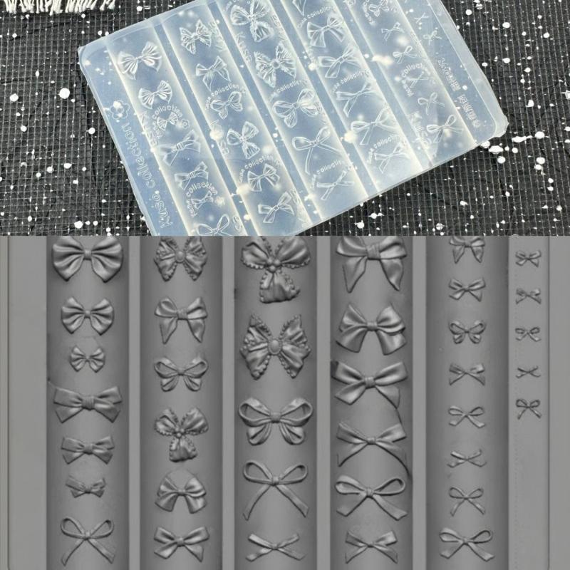 3D Silicone Mold Nail Art Decorations Diy Bowknot Carving Templates Mold For Nails Jewelry Crafts Transparent Nails Mold