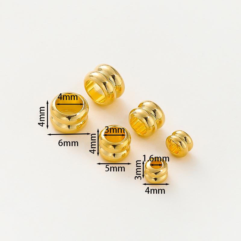 20pcs/lot 14K 18K Gold Plated Platinum Cylinder Bracelet Metal Beading Loose Spacer Beads For Decorate DIY Jewelry Findings