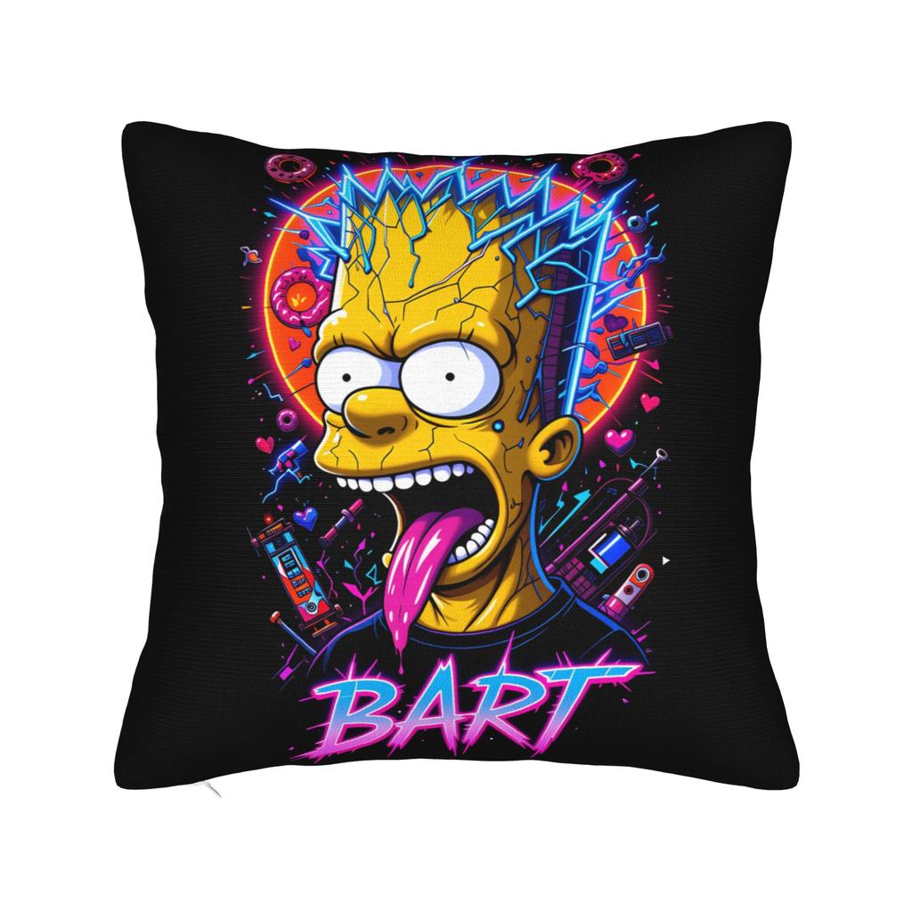 Pillow Case Bart SSimpsons Neon Print Soft Pillow Cover For Living Room Chair Fashion Pillowcases
