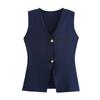 DAFIFY  Women's Fashion Casual Spring Fall Solid Color Print Sleeveless V-Neck Sweaters