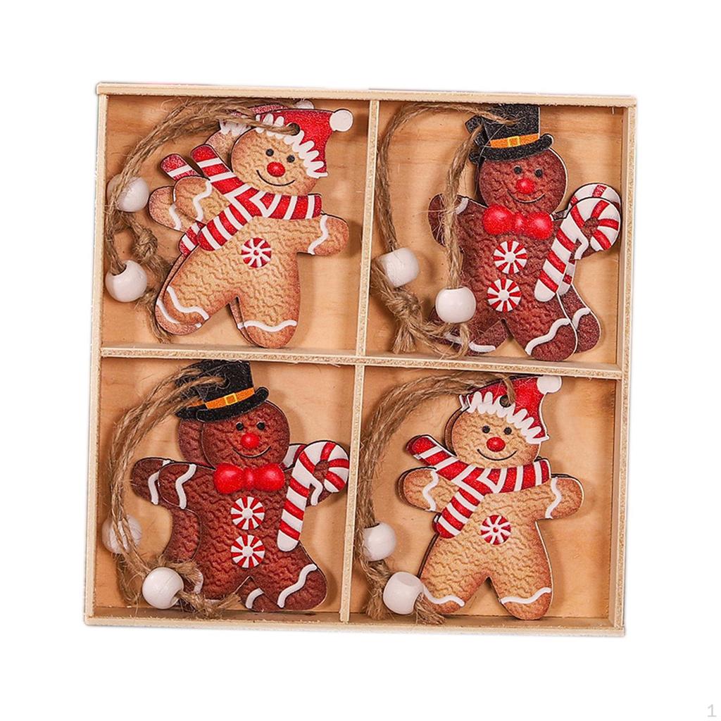 12 Pieces Christmas Wooden Hanging Ornaments Craft Embellishments Pendant Decoration for Year