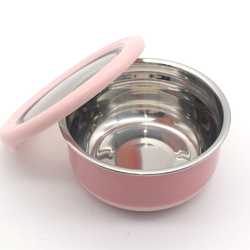 Round Stainless Steel Food Storage Set: Anti-Scald, Sealed, and Refrigerator-Friendly Containers with Lids in Various Sizes.