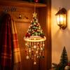 Staggered Light Pendant Lighted Christmas Ceiling Hanging Decor, Pre-Lit Tree Bell with Holiday Party Supplies Warm LED, Porch Doorway Ornament,