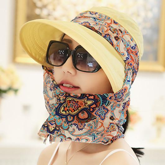 Hat Women's Summer Foldable Summer Sun Hat Outdoor Cycling Big Edge Face Cover Sun Hat