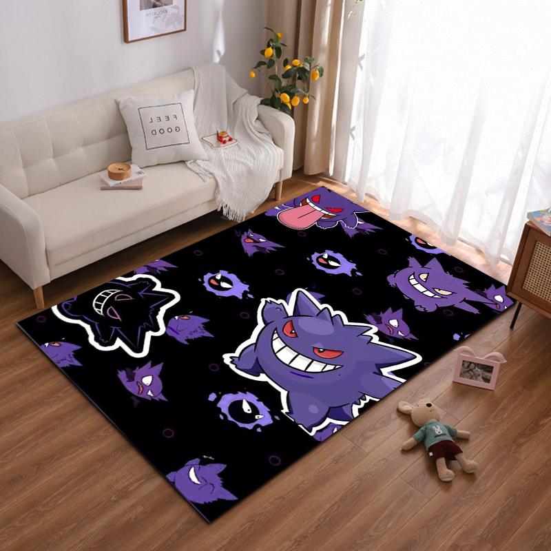 Cartoon Purple Ghost Pattern Carpet with Black Background for Home Suitable for use as an anti-slip for living room bedroom sofas 40x60cm( 15x23in )