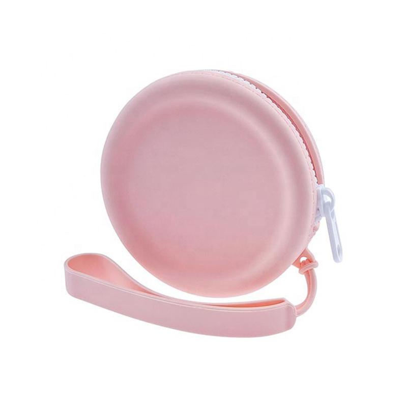 Cute Round Mini Wallet Silicone Coin Purse Coin Bag Solid Color Women Girls Key Bags Mini Headset Bags Purse Pouch Kid Gift
