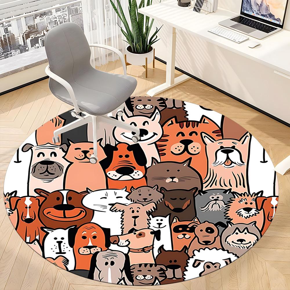 1pc Pets Animals Office Round Area Rug, Indoor Mat Suitable ForOffice, Under Office Chairs Bedroom Living Room Home Decor, Room Deco,  n61