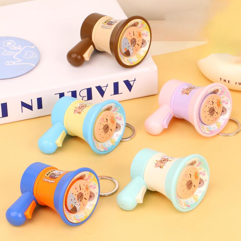 Cartoon Mini Recording Speaker Toy Keychain Charm Children Kids Handheld Loudspeaker Backpack Bag Pendant Car Key Chain Keyring