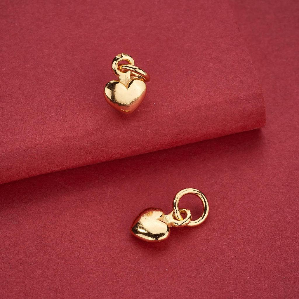 Gold-Plated Heart Pendant Charm: S925 Sterling Silver, Polished for DIY Beading Bracelet Accessories