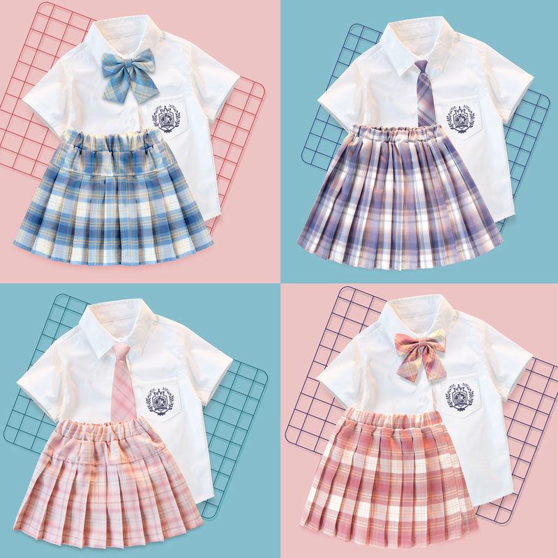 Children's Short-Sleeved JK Uniform Skirt Full Set Girls' Suit Student Uniform