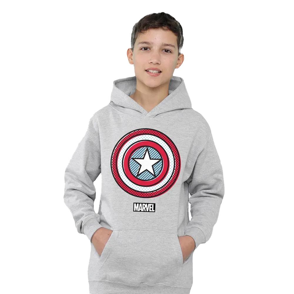 Captain America Childrens/Kids Ziptone Shield Heather Pull Over Hoodie