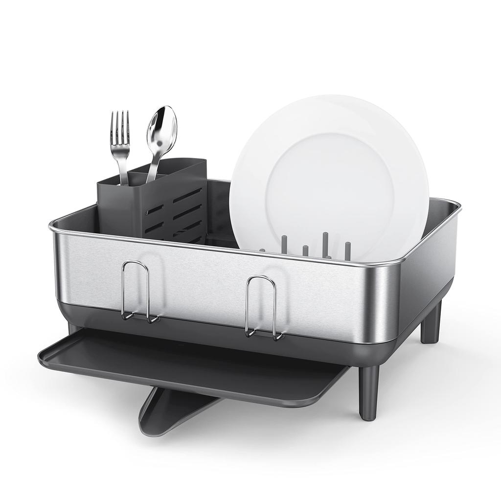 Simplehuman Compact Dish Drainer Stainless Steel Dish Rack with Residue Resistant Coating Simplehuman