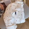 Korean Style White Polka Dot Lapel Loose Long Sleeve Shirt for Women - Early Autumn College Chic