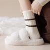 Women Twist Jacquard Fuzzy Plush Socks Winter Warm Color Block Striped Fleece Sleep Socks Thermal Floor Slipper Socks