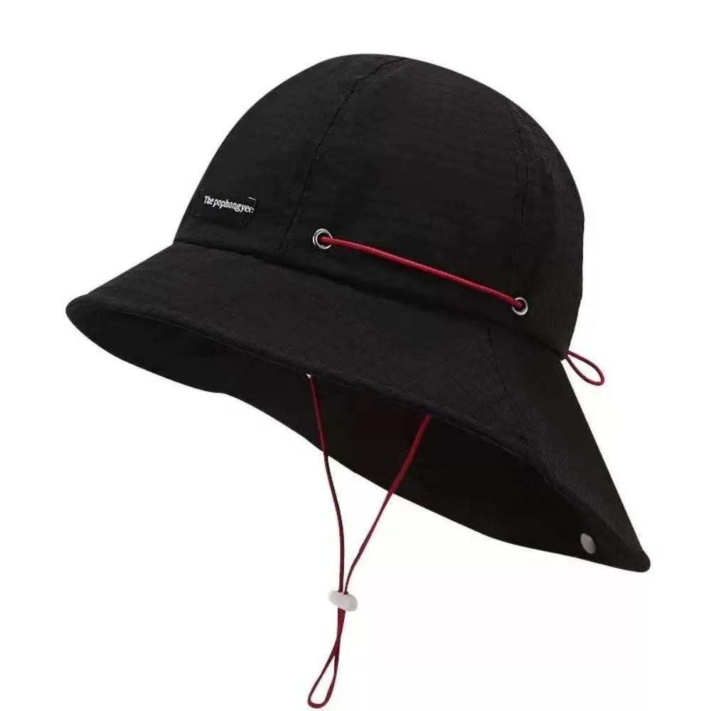 UV Protection Summer Drawstring Bucket Cap Neck-protecting Casual Sun Protection Hat Bucket Hat