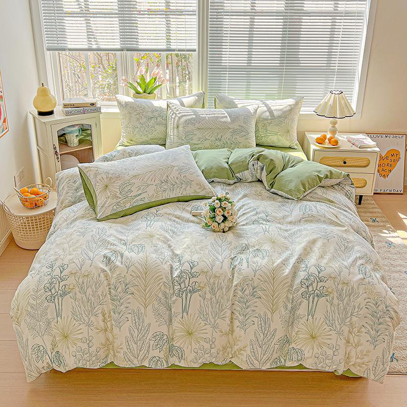 Washed Cotton Single-sided Printing Duvet Cover Single Person Student Dormitory BedSheets Four Season Universal Machine Washable Household Bedding Set