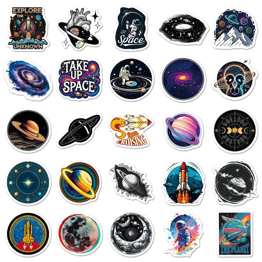 50PCS Retro Universe Stickers Planet Personality Trend Cartoon Galaxy DIY Guitar Phone Laptop Suitcase Skateboard Decals